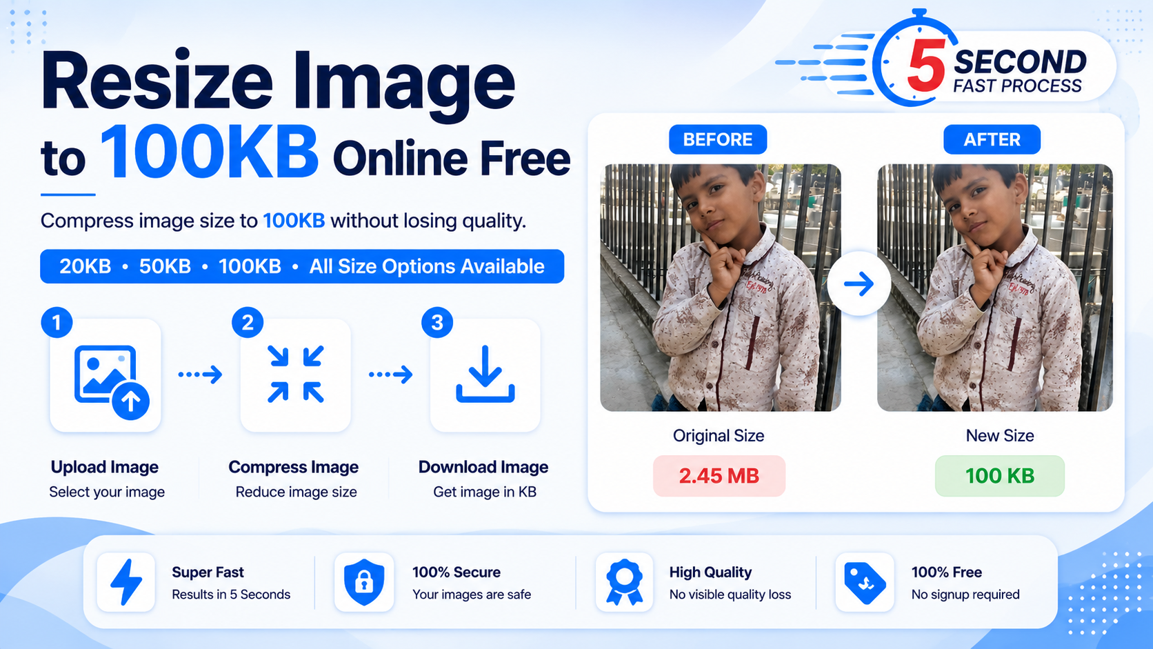 resize image to 100kb online free fast 5 seconds tool