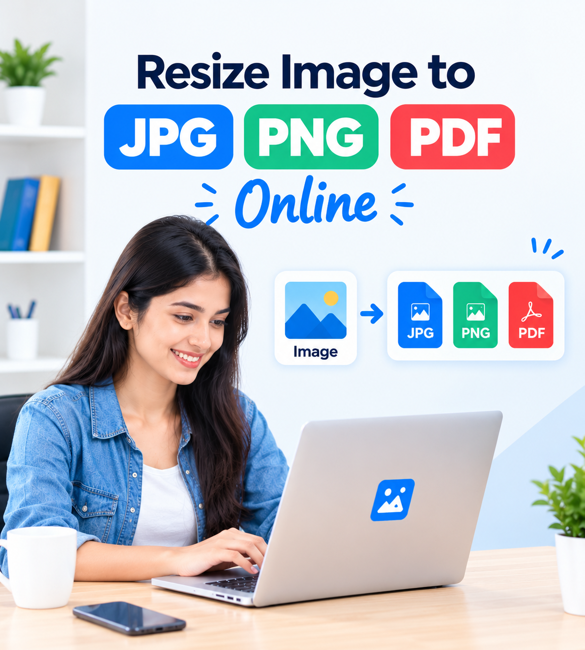 Resize Image to JPG PNG PDF Online